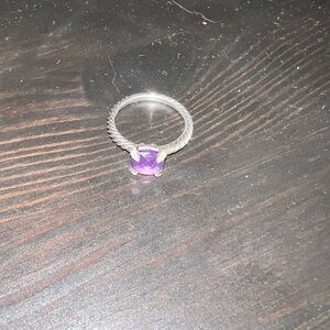 David Yurman Silver Ring with Purple Gem